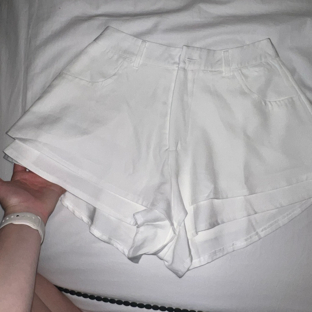 White flutter shorts